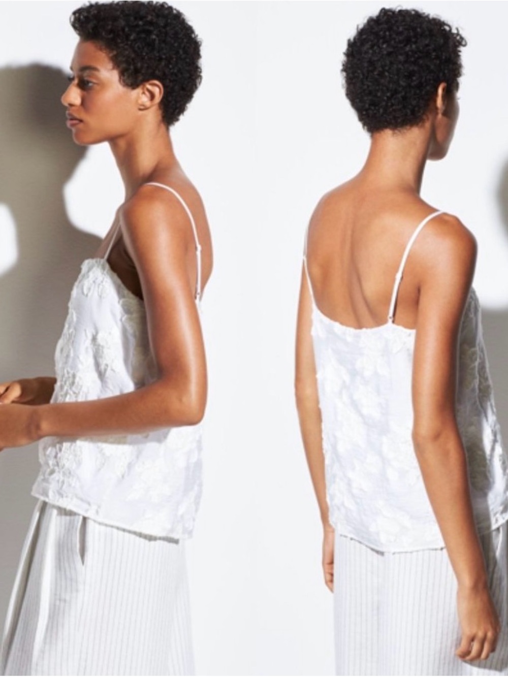 Vince White Lace-Overlay Spaghetti Strap Camisole